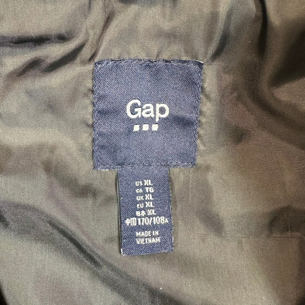 Gap Puffer Vest Women XL Black White Striped Quilted Zip Front Mock Neck RN54023 - Picture 3 of 8